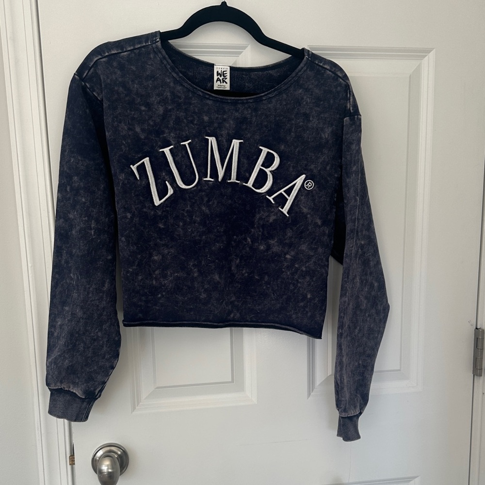 Zumba Fitness Cropped Mineral-Wash Crewneck Sweater - NWT